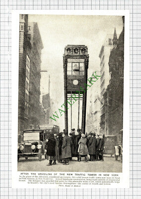 New York Traffic Tower Fifth Avenue   - c.1920s Cutting / Print