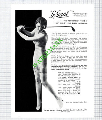 Warner Brothers Corsets Le Gant Youthlastic  ADVERT - 1936 Cutting / Print