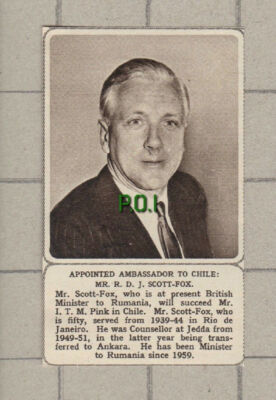 C3958) Mr R D J Scott-Fox Ambassador To Chile Rumania - 1961 Clip SMALL