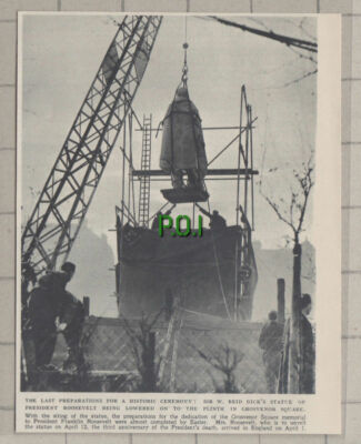 C1212) Sir W Reid Statue President Roosevelt Grosvenor Square - 1948 Clip