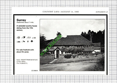 Haslemere Surrey House Sale Advert - 1980 Cutting