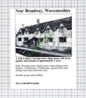 Broadway Worcestershire House Sale Advert - 1981 Cutting