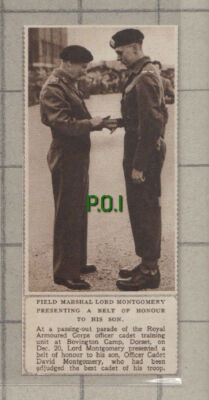 C965) Lord Montgomery Belt of Honour Cadet Son David Bovington Camp RAC - 1948