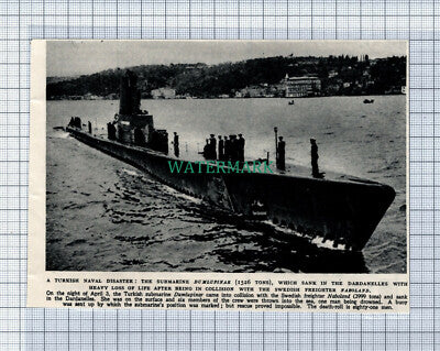 C4416) Turkish Submarine DUMLUPINAR Naval Disaster NABOLAND - 1953 Cutting
