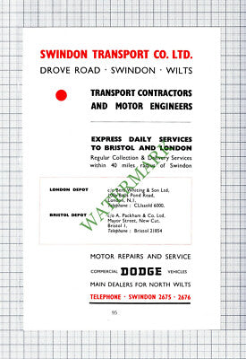Swindon Transport Co Ltd Drove Road / JJ Keogh / Hancock's Garage   1951 Cutting