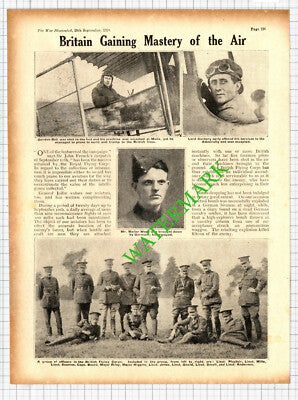 Gordon Bell Walter Wood Lord Carbery Flying Corps World War One  - 1914 Cutting