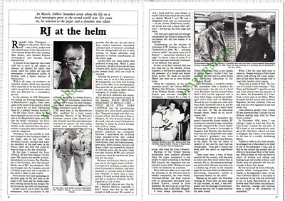 9599) Reginald John Thompson RJ Essex Newspaper Editor - c.1988 Article