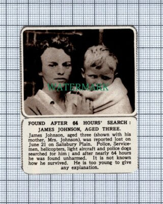 C4275) Missing Boy James Johnson Aged 3 Salisbury Plain - 1955 News Clip