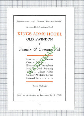 Swindon Kings Arms Hotel RE Fitch / E Hill & Son Building Supplies  1951 Cutting