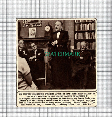 C4056) Sir Compton MacKenzie Poetry Society President - 1961 Clip