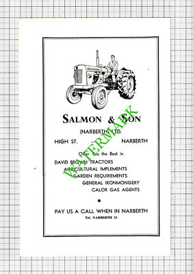 Tenby House Hotel Williams / Salmon & Son Narberth Advert - c.1960 Cutting
