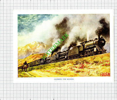 Canadian All Steel Train 6030   / Railway Rockies Canada  - c.1948 Print