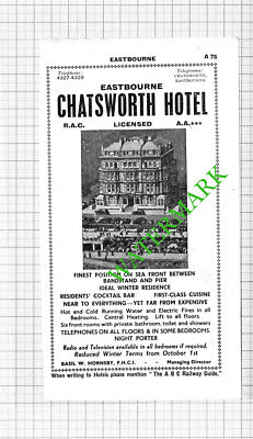 Chatsworth Hotel Eastbourne Basil Hornsby /  Cumberland  Advert - 1964 Cutting