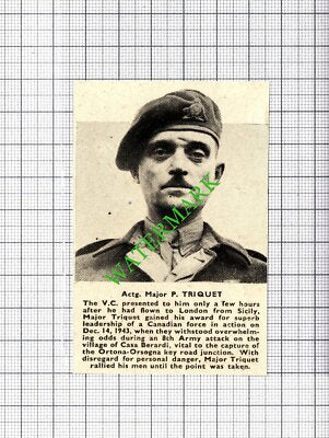 Actg Major P Triquet Casa Berardi 8th Army WW2  - 1944 Small Cutting