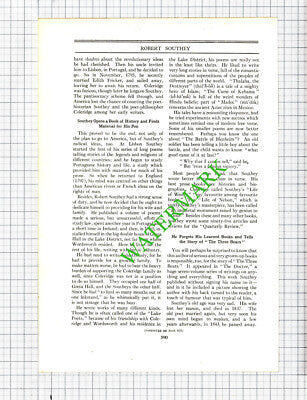 Robert Southey Poet - c.1930s Article