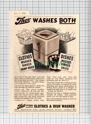 C2691) Thor Clothes & Dish Washer SMALL ADVERT - 1949 Clip