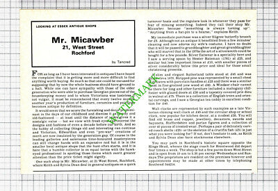 Mr Micawber Rochford Essex Keith and Sylvia Dean - 1976 Cutting
