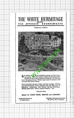 The Savoy Hotel Bournemouth Grandhaie  / White Hermitage Advert 1964 Cutting
