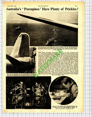 Royal Australian Air Force Flying Boat Squadron Short Sunderland - 1940 Cutting