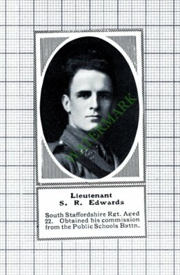 Lt S R Edwards South Staffordshire Regiment- 1915 Small Cutting