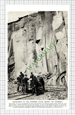 Dinorwic Slate Quarry Snowdon Wales  - c.1920s Cutting / Print
