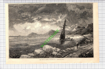 The Wind On The Shore T Creswick   - 1850 Cutting  / Print