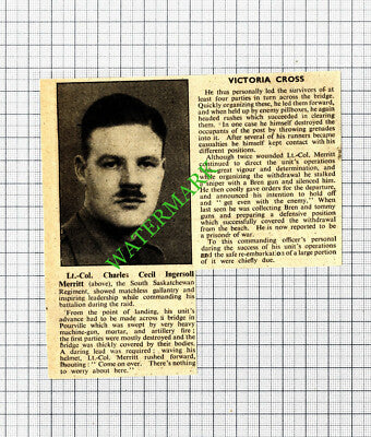 Lt Col Charles Cecil Ingersoll Merritt South Saskatchewan WW2 - 1940 Cutting