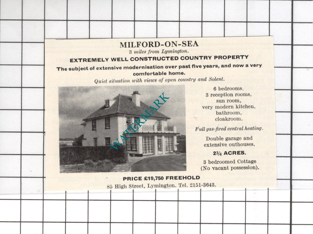 Milford-on-Sea Hampshire - 1967 SMALL House Advert