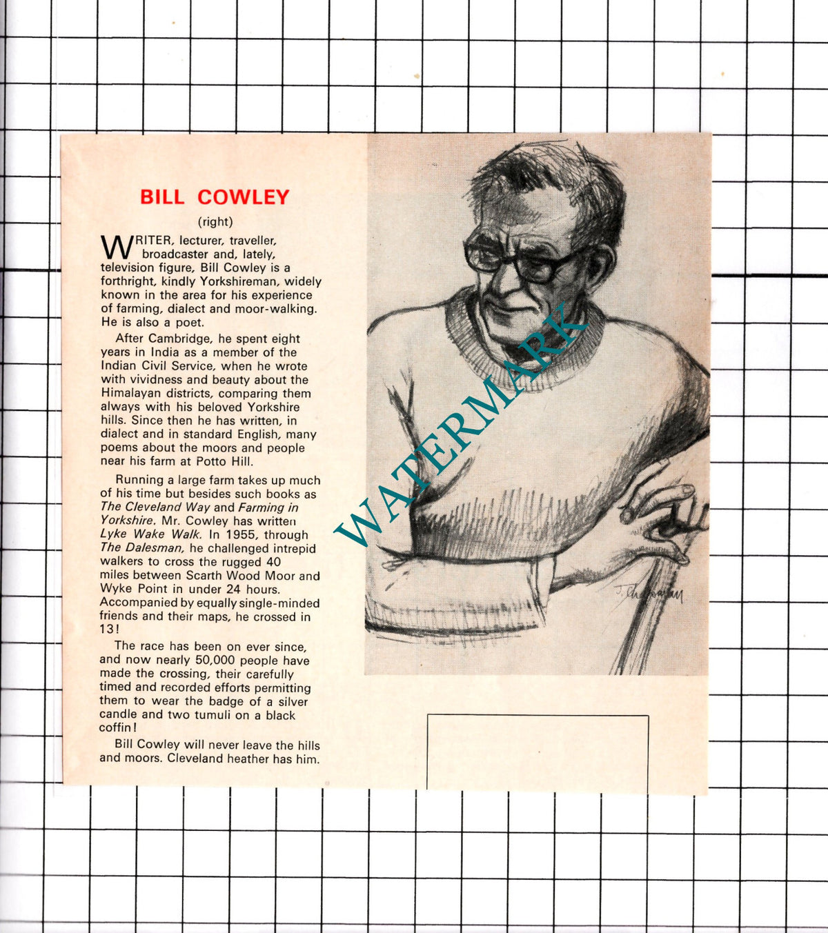 Bill Cowley Writer - 1976 Small Clipping / Print