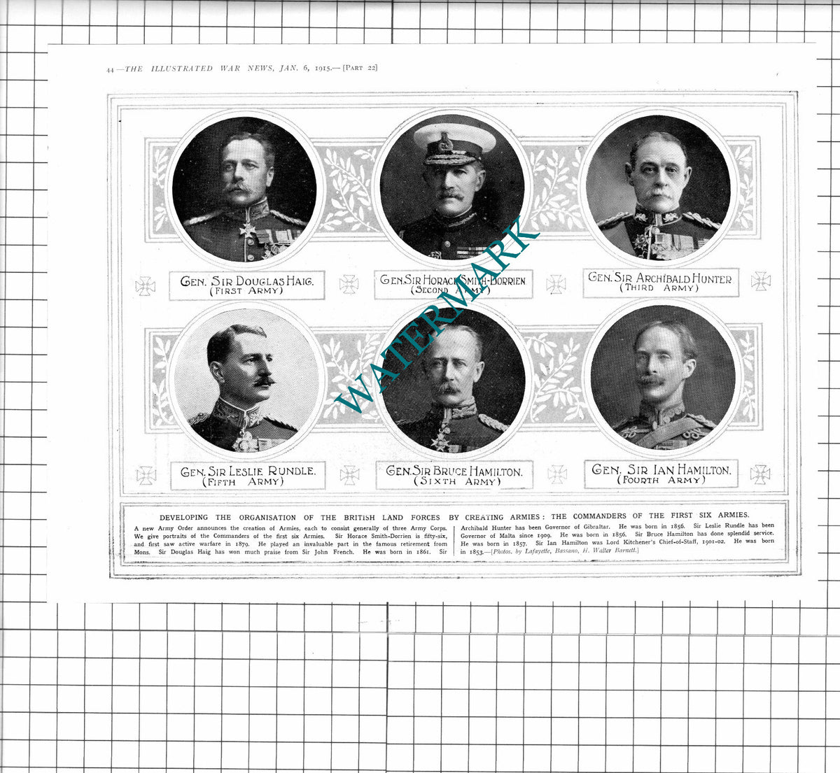 Horace Smith-Dorrien Archibald Hunter Leslie Rundle Douglas Haig 1915 Book Print