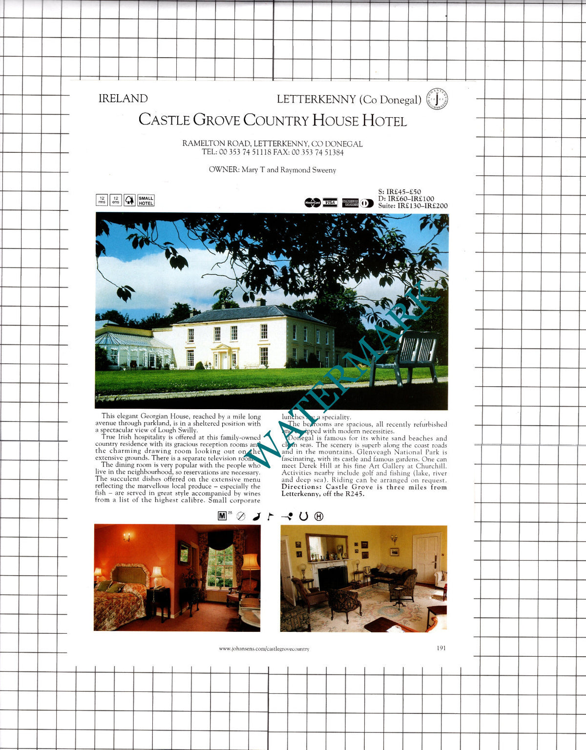 Coopershill House Riverstown Sligo Ireland  Castle Grove Letterkenny 2001 Advert