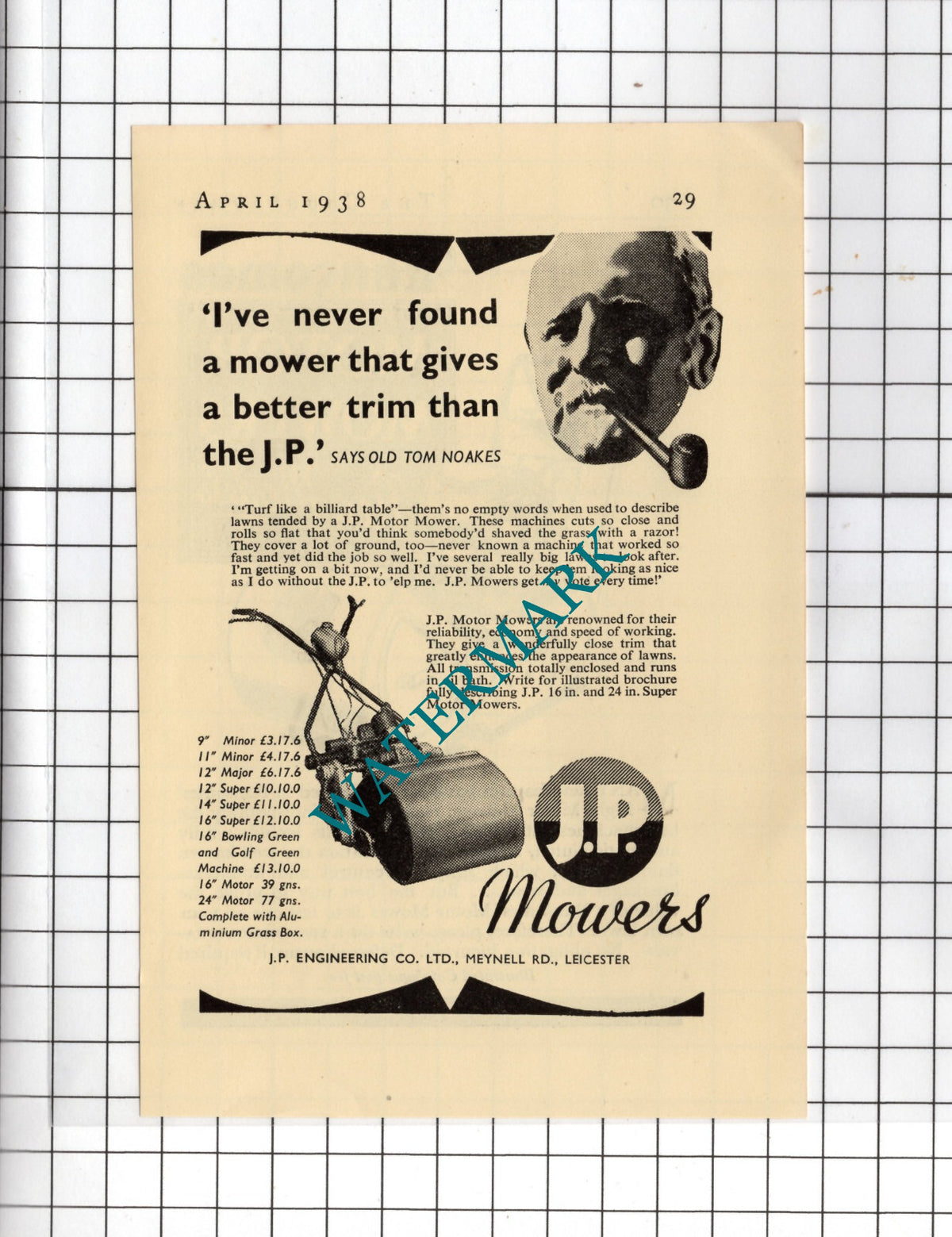 J P Engineering Co Ltd Leicester / Ransomes Sims & Jefferies Ltd - 1938 Advert