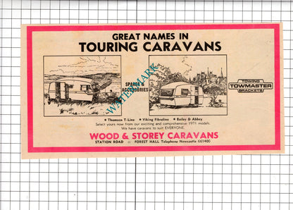 Crow's Transport Ltd Gateshead / Wood & Storey Caravans Forest Hall -1970 Advert