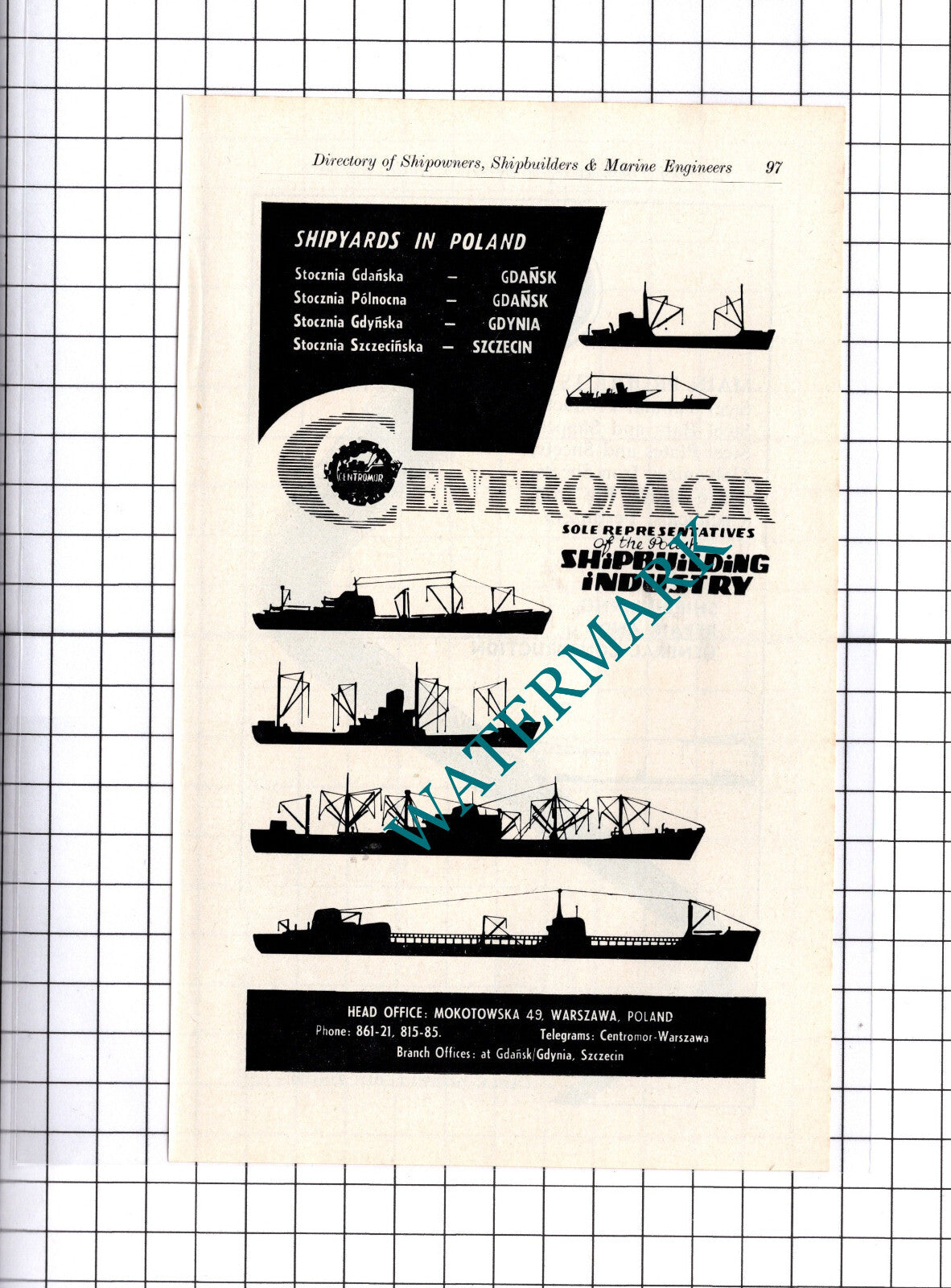 Nippon Kokan Japan / Centromor Shipbuilding  Poland  ADVERT - c.1957
