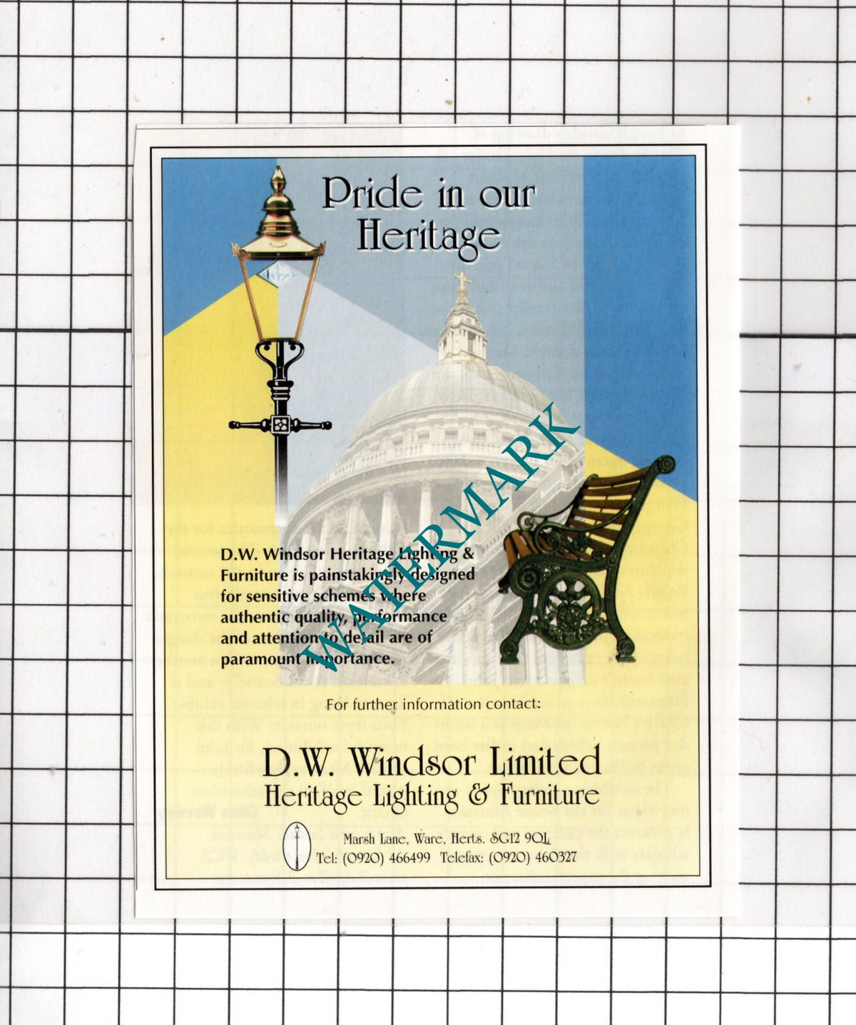 D W Windsor Ltd Heritage Lighting Ware Hertfordshire - 1995 Small Advert
