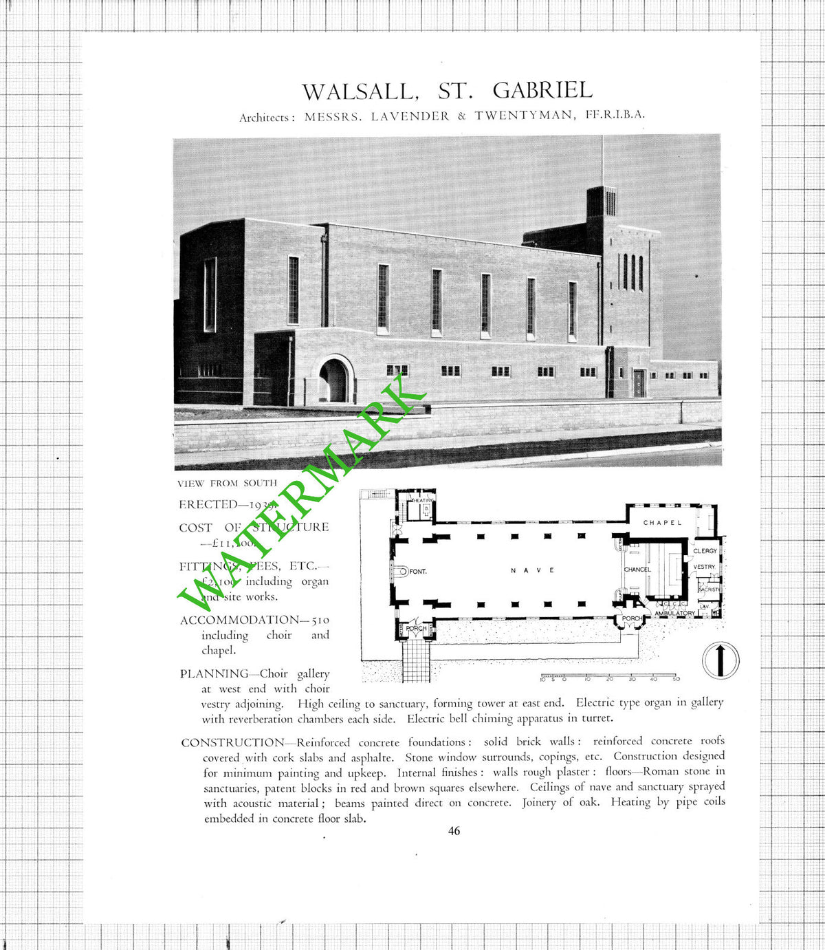 St Gabriel's Church Walsall Lavender & Twentyman   - c.1947 Article