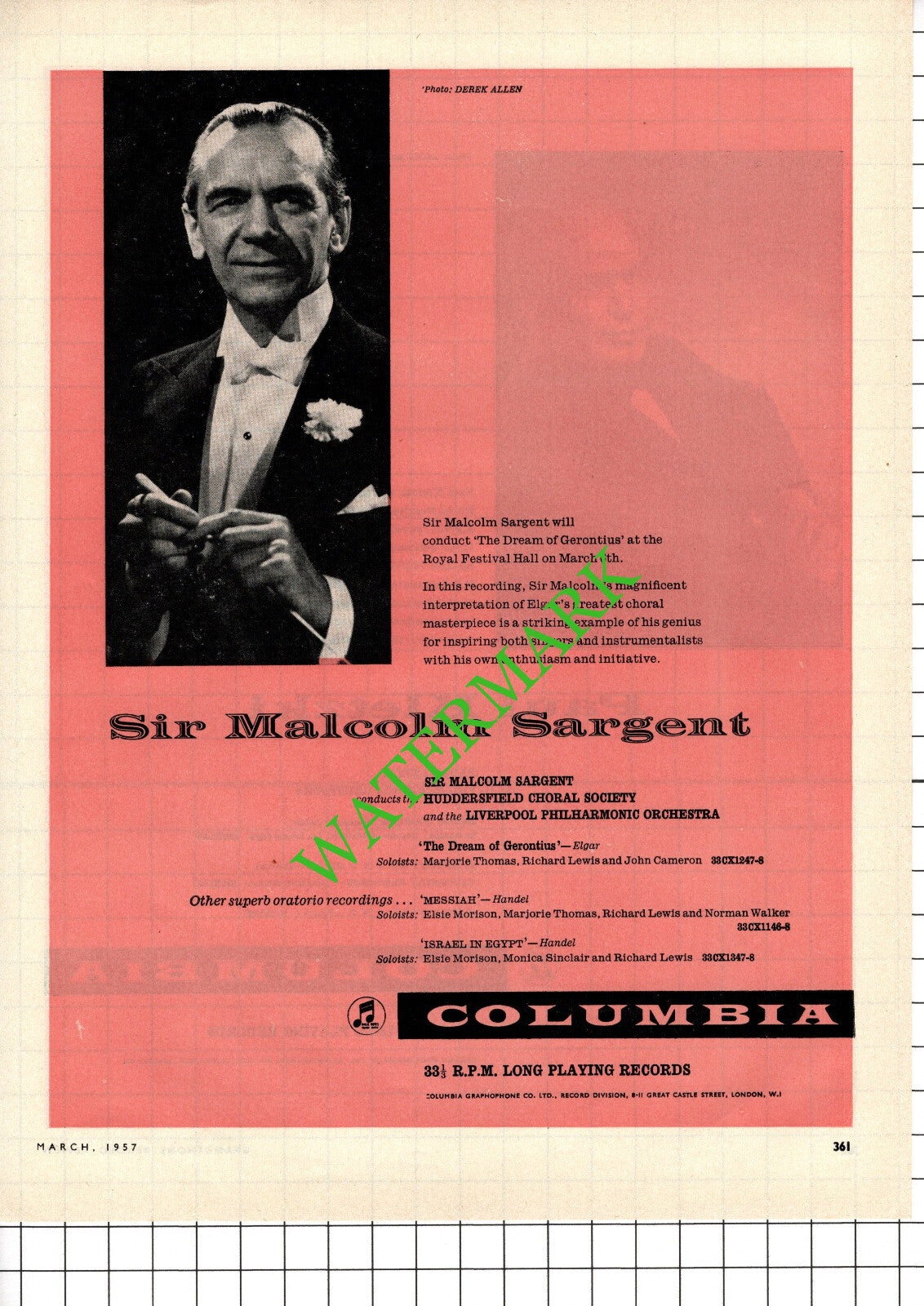 Paul Kletzki Columbia / Sir Malcolm Sargent Advert - 1957 Cutting