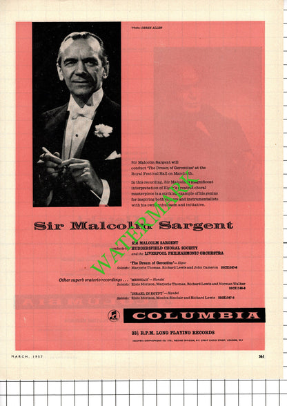 Paul Kletzki Columbia / Sir Malcolm Sargent Advert - 1957 Cutting