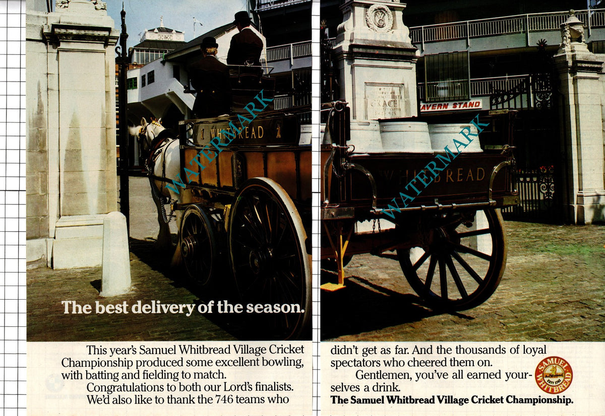 Samuel Whitbread Village Cricket Championship ADVERT  - 1981 Two-Part Clipping