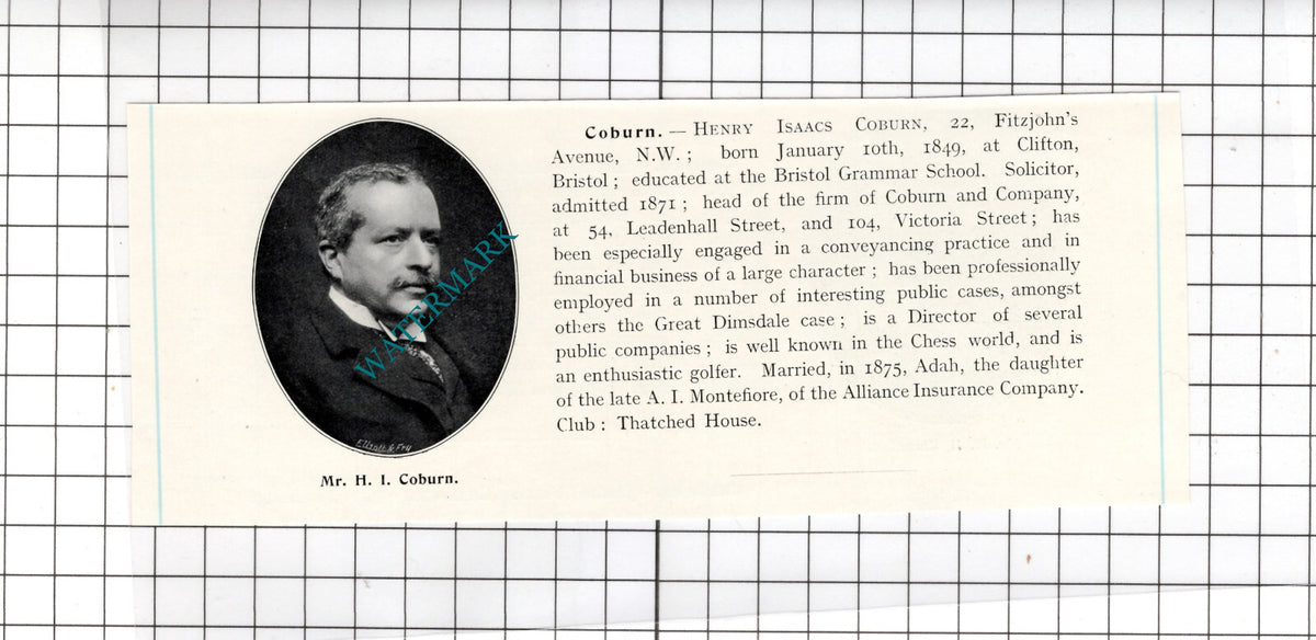 Henry Isaacs Coburn Clifton Bristol  - c.1905 Clipping