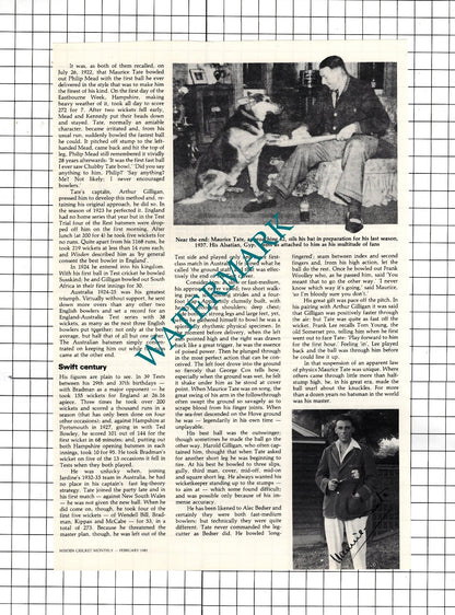 Maurice Tate Cricket Cricket - 1981 Article
