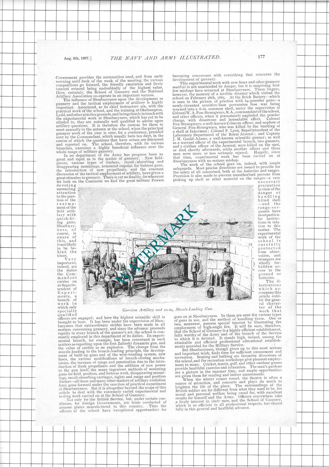 The School Of GUNNERY Shoeburyness Essex - 1897 Article