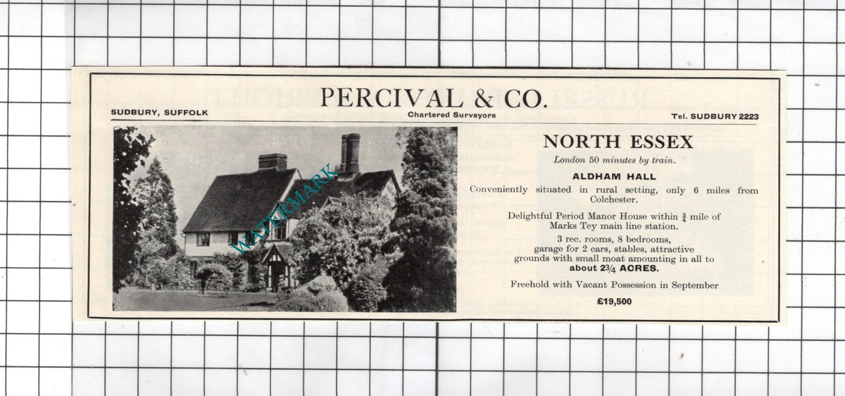 Aldham Hall Essex / Leominster Herefordshire House Sale Advert - 1967