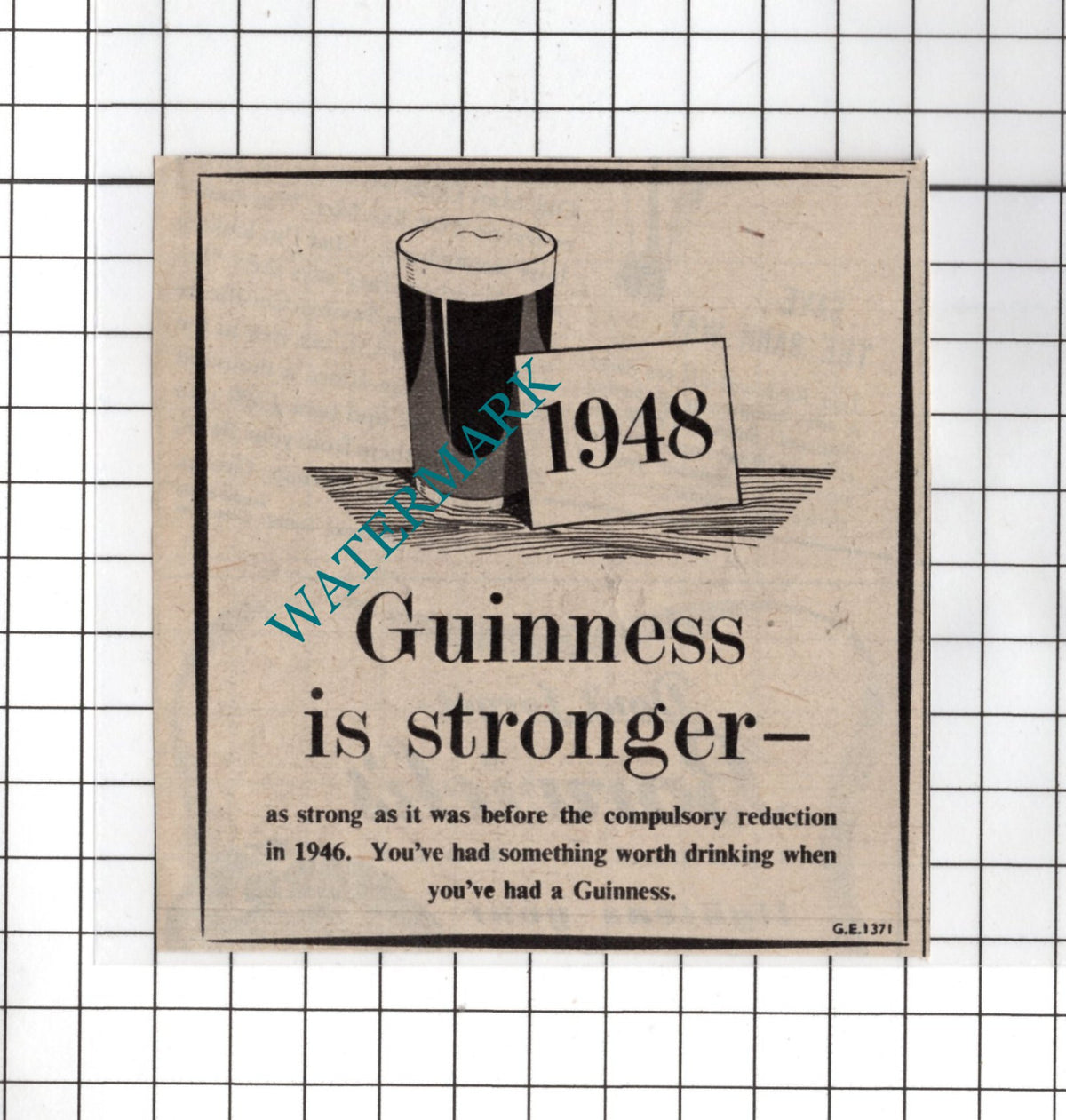 Guinness Advert - 1948 Small ADVERT