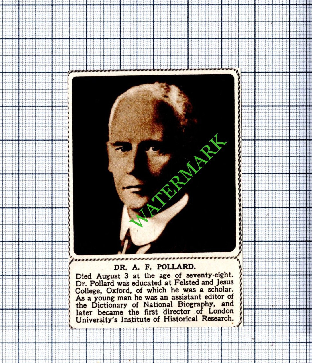 Dr A F Pollard Obituary - 1948 Small Cutting