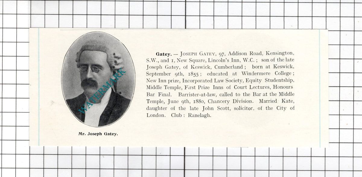 Joseph Gatey Keswick Cumbria / John Scott Fox Selby Yorkshire -c.1905 Clipping