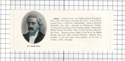 Joseph Gatey Keswick Cumbria / John Scott Fox Selby Yorkshire -c.1905 Clipping