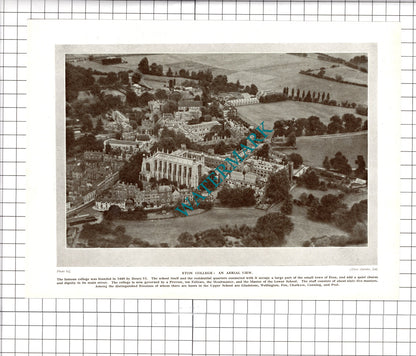Eton College Aerial View / Eton Chapel - c1930's Book Print