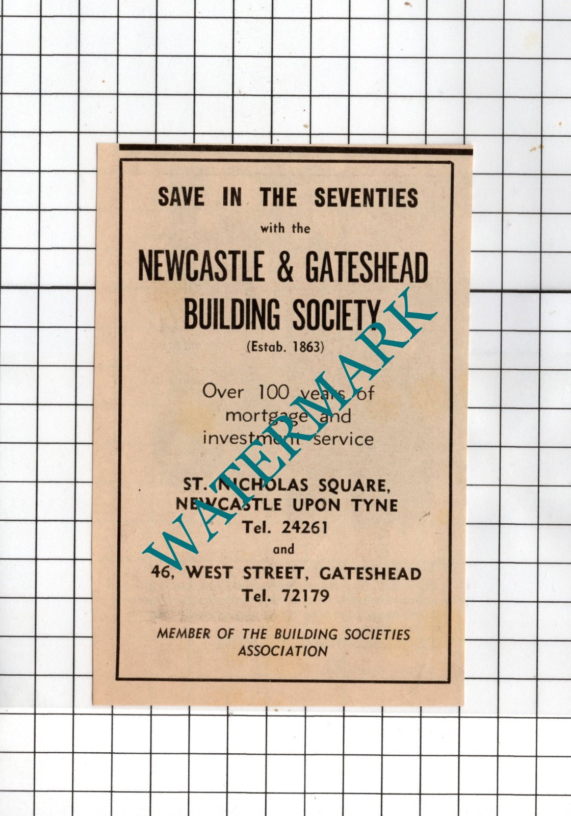 Newcastle and Gateshead Building Society  - 1970 Advert