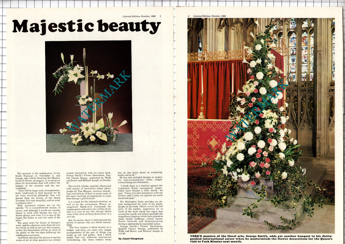 George Smith Heslington Yorkshire Floral Artist  - 1988 Article